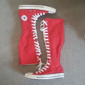 Knee High Converse All Stars | Red & White